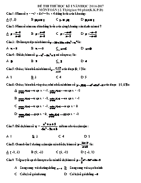Đề thi thử học kì I môn Toán 12